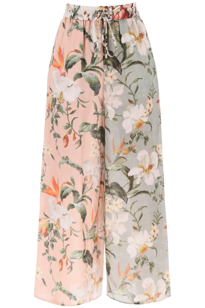 Shop Zimmermann Lexi Floral Palazzo Pants In Pink,green