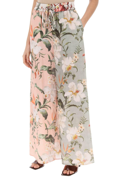 Shop Zimmermann Lexi Floral Palazzo Pants In Pink,green