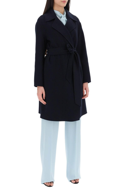 Shop Max Mara Totem Wrap Coat In Blue