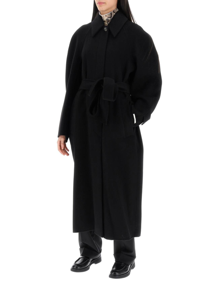 Shop Sportmax Azzorre Long Coat In Wool And Cashmere In Black