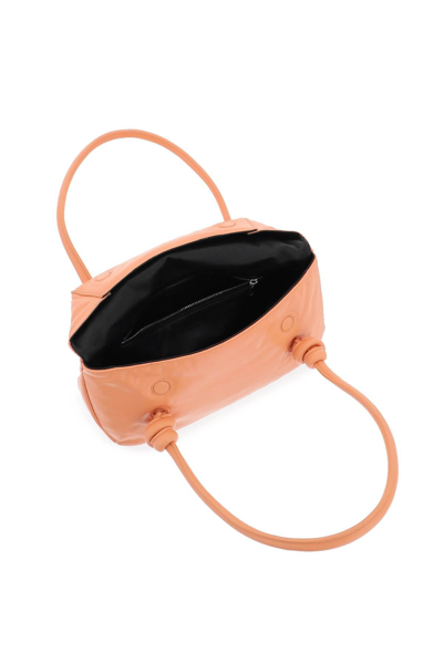 Shop Jil Sander Patent Leather Small Shoulder Bag In Pink,orange