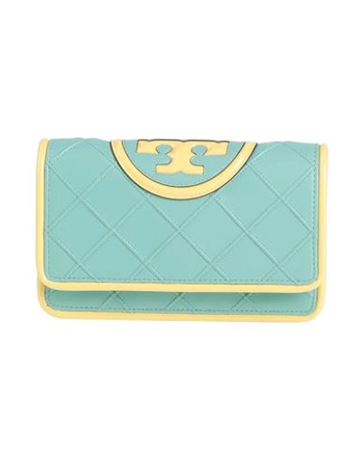 Shop Tory Burch Woman Handbag Turquoise Size - Leather In Blue