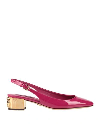 Dolce & Gabbana Patent-leather Slingback Pumps In Pink
