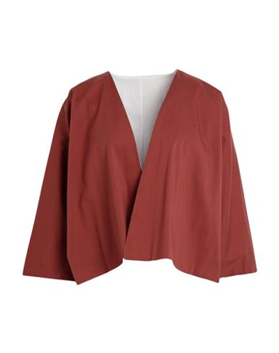 Shop Anna Seravalli Woman Blazer Rust Size 6 Cotton, Polyamide, Elastane In Red