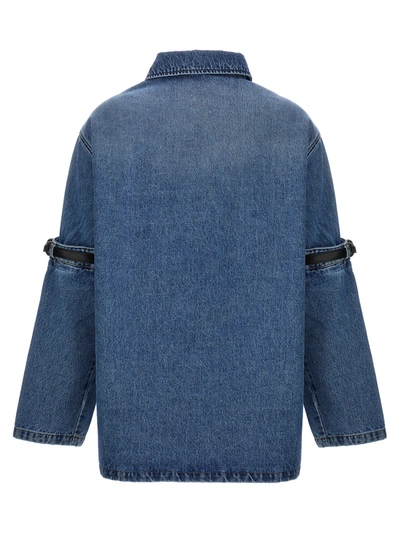 Shop Coperni Hybrid Denim Casual Jackets, Parka Blue