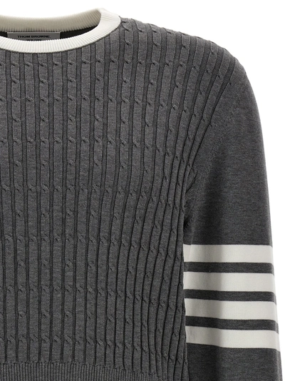 Shop Thom Browne Placed Baby Cable Sweater, Cardigans Gray