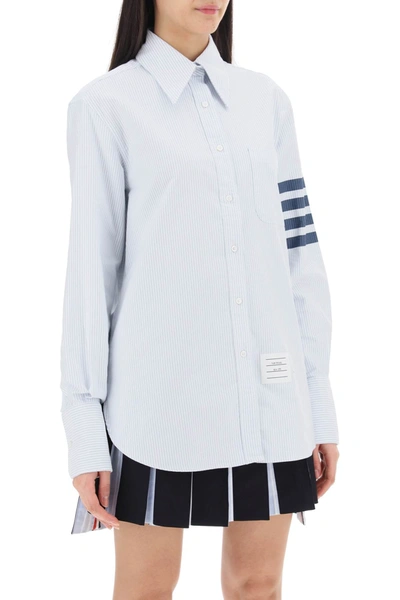 Shop Thom Browne Striped Oxford Shirt With Pointed Collar