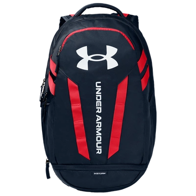 Shop Under Armour Hustle Backpack 5.0 In Academy/red/white