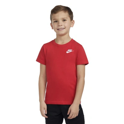 Shop Nike Boys  Nsw Embroidered Futura T-shirt In Red/white