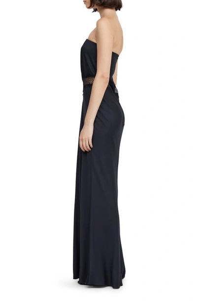 Shop Bec & Bridge Spencer Strapless Lace Inset Maxi Dress In Black/ Black