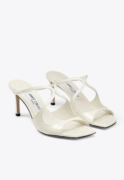 Jimmy Choo Anise 75mm Patent Leather Mules In White