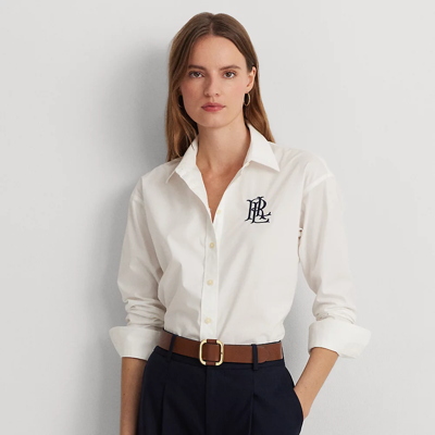 Shop Lauren Ralph Lauren Relaxed Fit Stretch Cotton Shirt In White