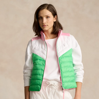 Shop Rlx Golf Water-resistant Reversible Vest In Ceramic White/green/pink