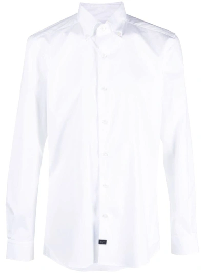 Shop Fay New Button Down Stretch Poplin Shirt Clothing In White