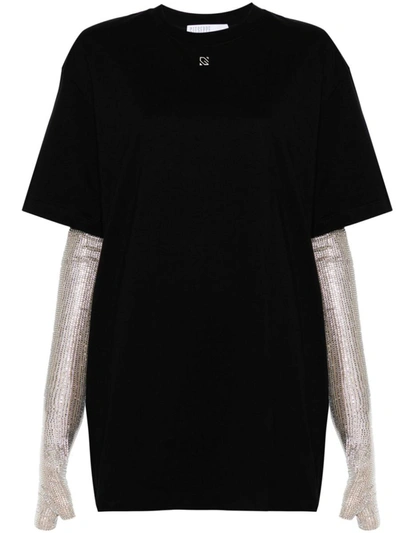 Shop Giuseppe Di Morabito T-shirt Style Dress With Fingerless Gloves In Black