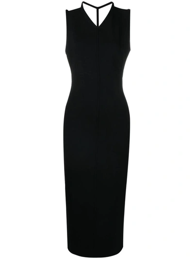 Shop Khaite Terri Long Dress With V-neck In Black