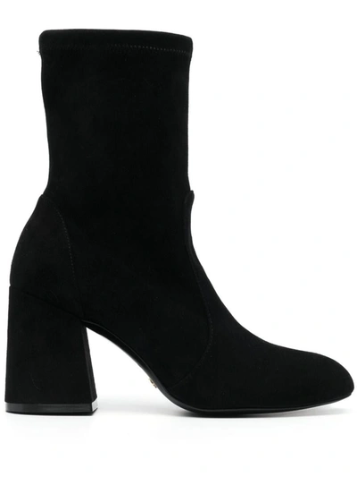 Shop Stuart Weitzman Flareblock 85 Str Bootie Shoes In Black