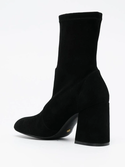 Stuart Weitzman 85mm Flareblock Suede Ankle Boots In Black