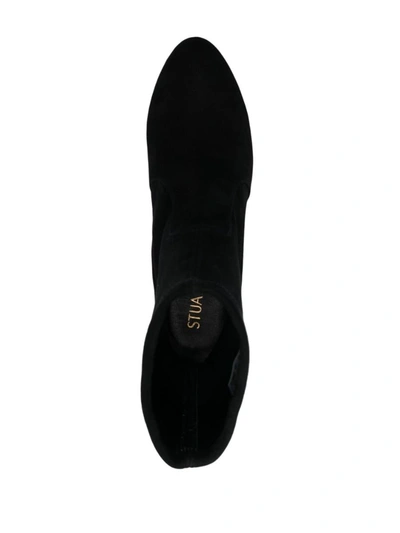 Stuart Weitzman 85mm Flareblock Suede Ankle Boots In Black