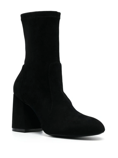 Stuart Weitzman 85mm Flareblock Suede Ankle Boots In Black