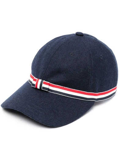 Shop Thom Browne Gg Bow Baseball Cap In Wool Flannel Accessories In Blue