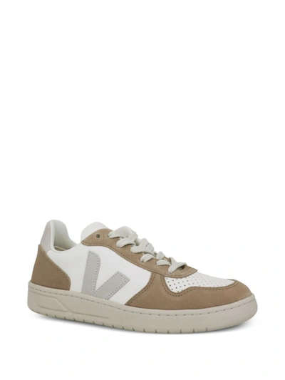 Veja V-10 Sneakers With Perforated Toe Box In White