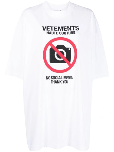 Shop Vetements No Social Media Couture T-shirt Clothing In White