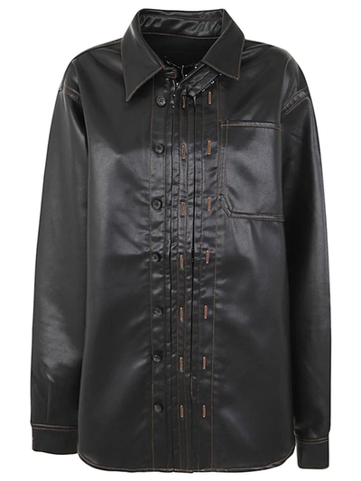 Shop Y/project Hook And Eye Leather Shirt Clothing In Black