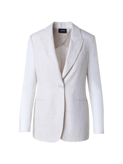 Shop Akris Women's Tiziano Single-breasted Linen Jacket In Greige