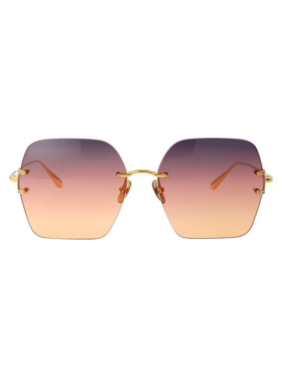 Shop Linda Farrow Carina Square Frame Sunglasses In Gold