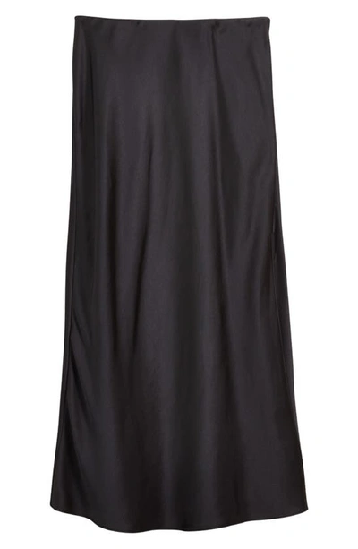 Shop Madewell Satin Slip Skirt In True Black