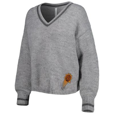 Shop Lusso Gray Phoenix Suns Scarletts Lantern Sleeve Tri-blend V-neck Pullover Sweater