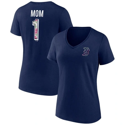 Shop Profile Navy Boston Red Sox Mother's Day Plus Size Best Mom Ever V-neck T-shirt