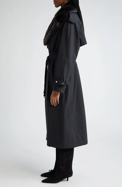 Shop Burberry Kennington Oversize Water Resistant Trench Coat With Removable Faux Fur Trim In Black