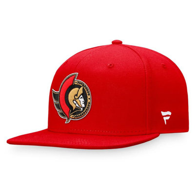 Shop Fanatics Branded Red Ottawa Senators Core Primary Logo Fitted Hat