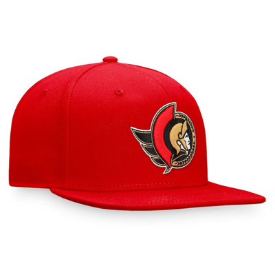 Shop Fanatics Branded Red Ottawa Senators Core Primary Logo Fitted Hat