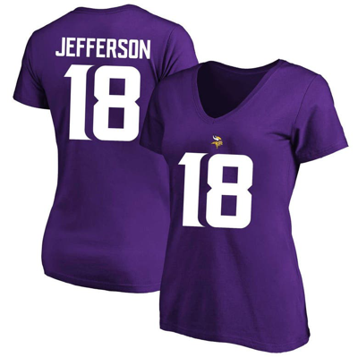 Shop Fanatics Justin Jefferson Purple Minnesota Vikings Plus Size Fair Catch Name & Number V-neck T-shirt