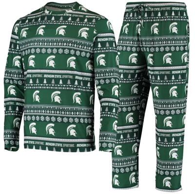 Shop Concepts Sport Green Michigan State Spartans Ugly Sweater Knit Long Sleeve Top And Pant Set