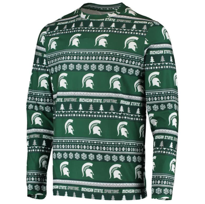 Shop Concepts Sport Green Michigan State Spartans Ugly Sweater Knit Long Sleeve Top And Pant Set