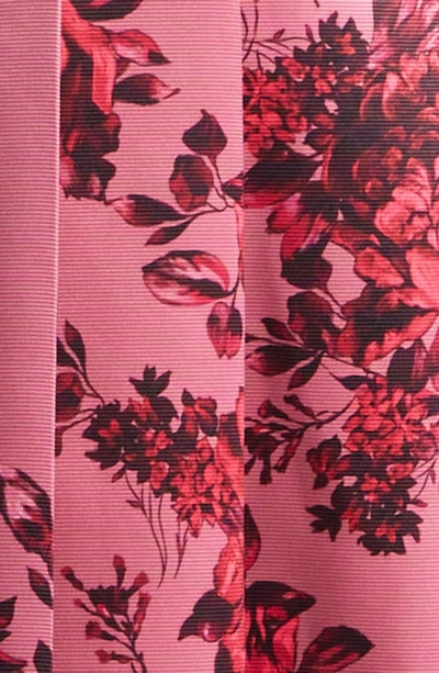 Shop Emilia Wickstead Adele Rose Print Pleated Taffeta Faille Fit & Flare Midi Dress In Mauve Pink Festive Bouquet