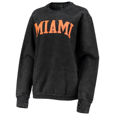 Shop Pressbox Black Miami Hurricanes Comfy Cord Vintage Wash Basic Arch Pullover Sweatshirt