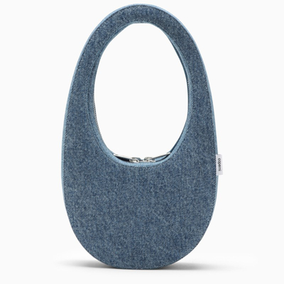 Shop Coperni Denim Mini Swipe Bag In Light Blue