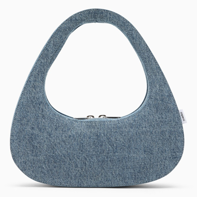 Shop Coperni Baguette Swipe Bag In Denim In Light Blue