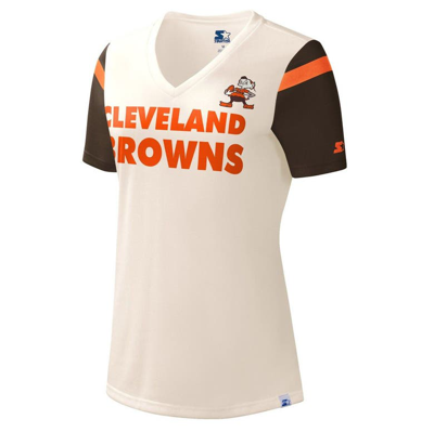 Shop Starter Cream Cleveland Browns Kick Start V-neck T-shirt
