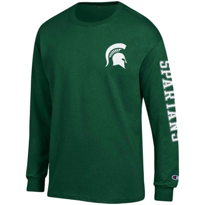 Shop Champion Green Michigan State Spartans Team Stack Long Sleeve T-shirt