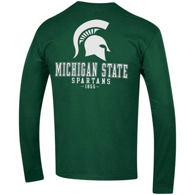 Shop Champion Green Michigan State Spartans Team Stack Long Sleeve T-shirt