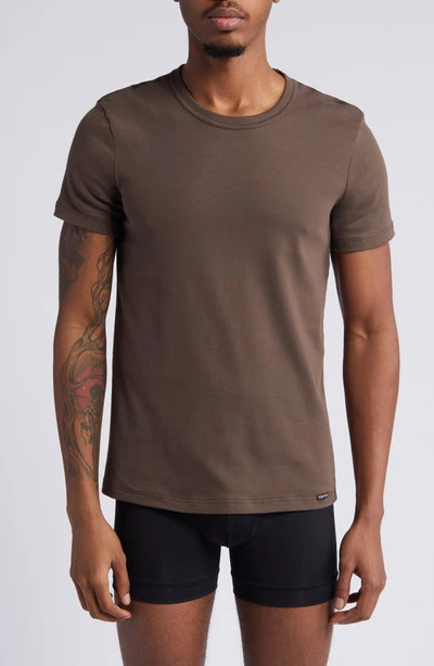 Shop Tom Ford Cotton Jersey Crewneck T-shirt In Brown