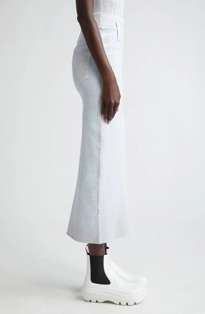 Shop Ph5 Lily Denim Print Wavy Slit Midi Skirt In Beacon Gray