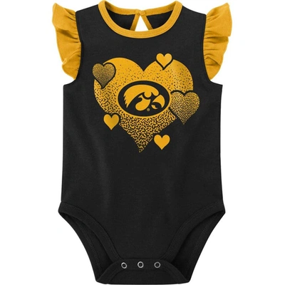 Shop Outerstuff Girls Newborn & Infant Black/gold Iowa Hawkeyes Spread The Love 2-pack Bodysuit Set