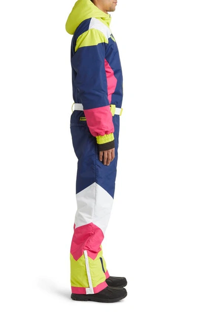 Shop Tipsy Elves Neon Knockout Waterproof Snowsuit In Navy